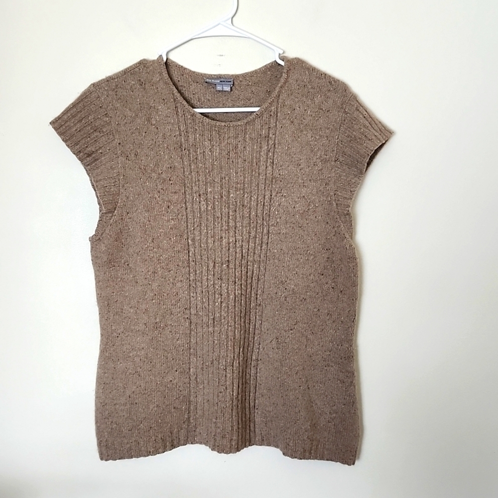 Bill Blass Cashmere capsleeve sweater, thick, softest cashmere, ribbed detail